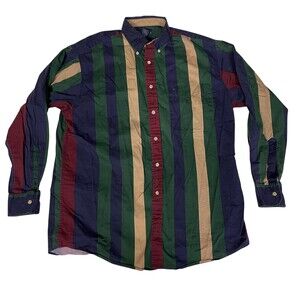 Mark Alexander Shirt Mens Medium Multicolor Vertical Stripe Button Down Cotton
